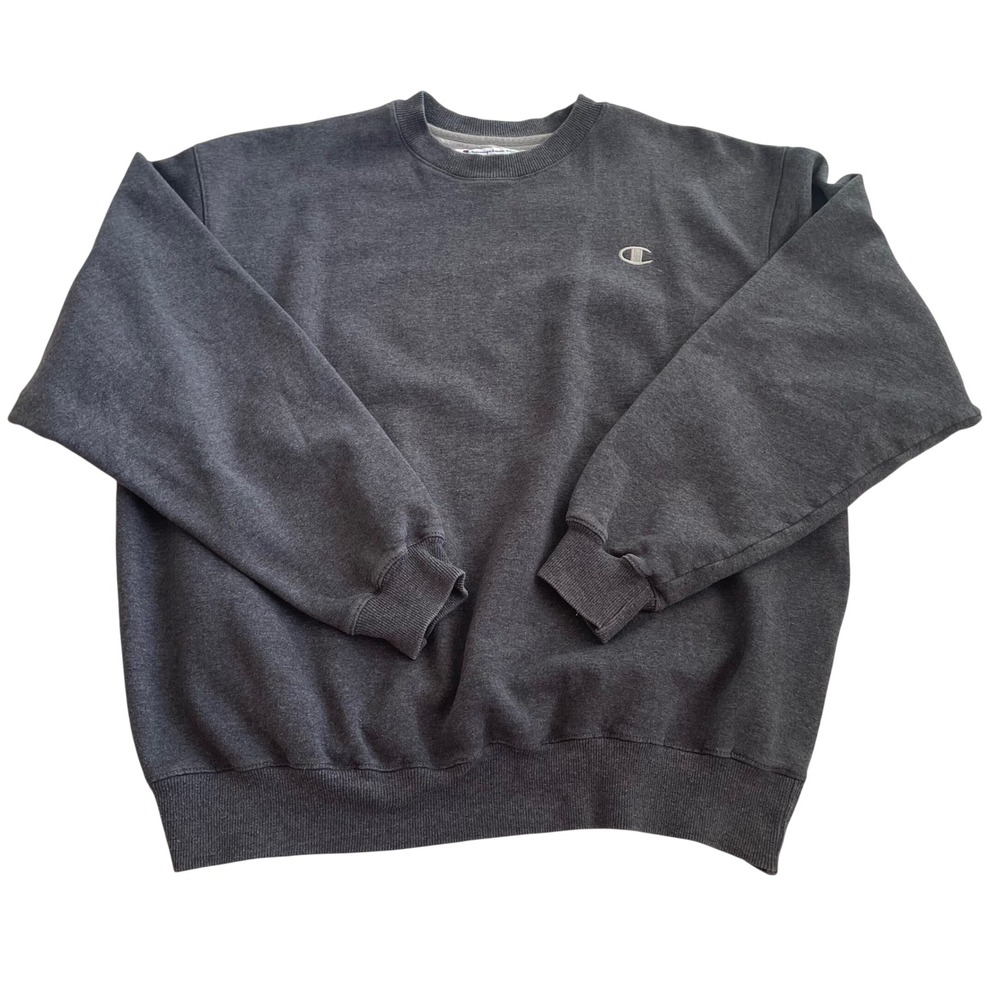 VTG Champion Eco Authentic Crewneck Sweatshirt Charcoal Grey Fleece Pullover XL